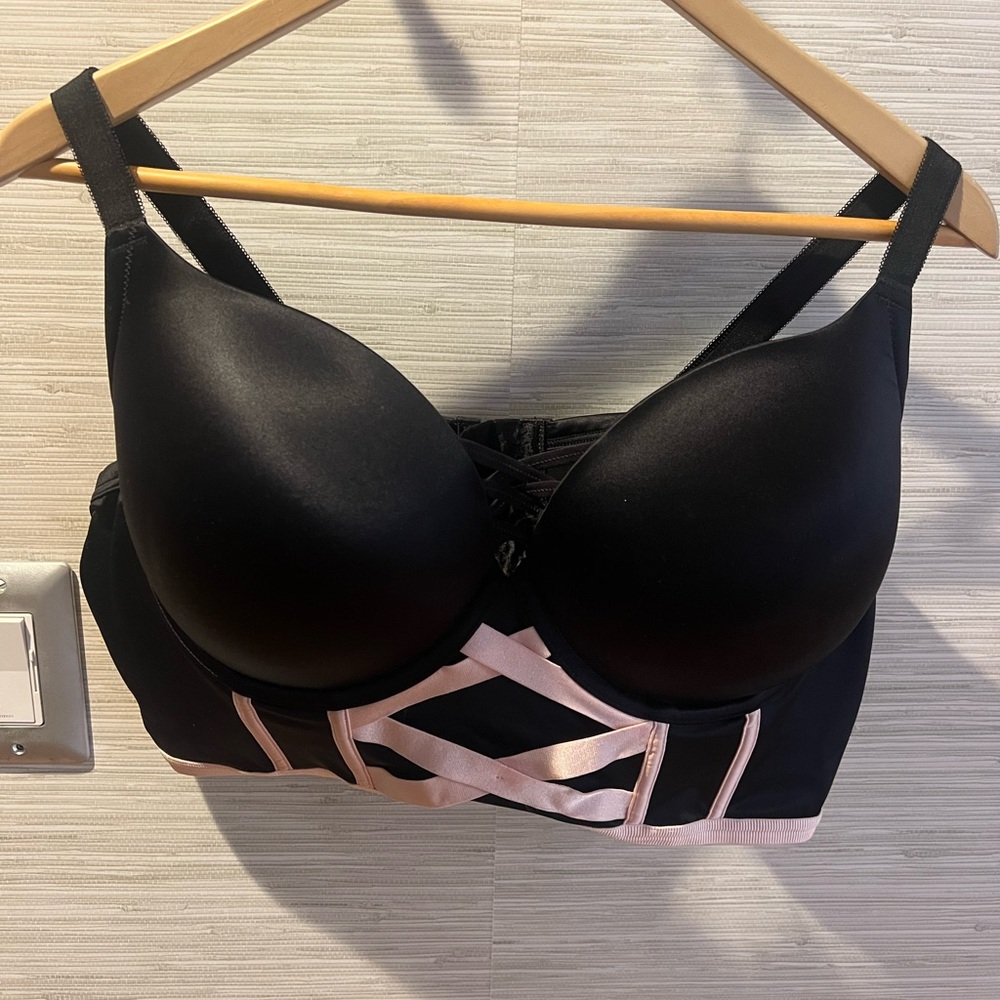 Torrid Black and Pink Strappy Bra